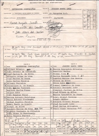 Sumula Extra Amador 1995 